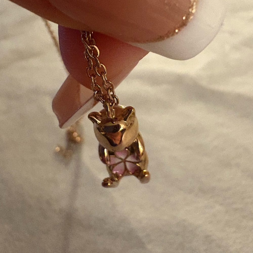 CreaMint sakura  Gold and Pink Pendant Necklace,Steel
with gold plated‎